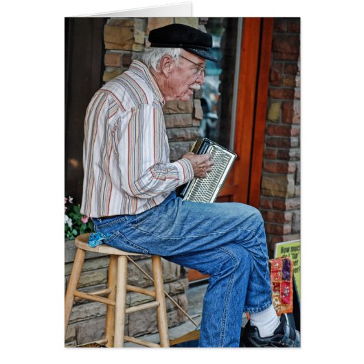 Old Man Playing an Accordion Cards (Front)