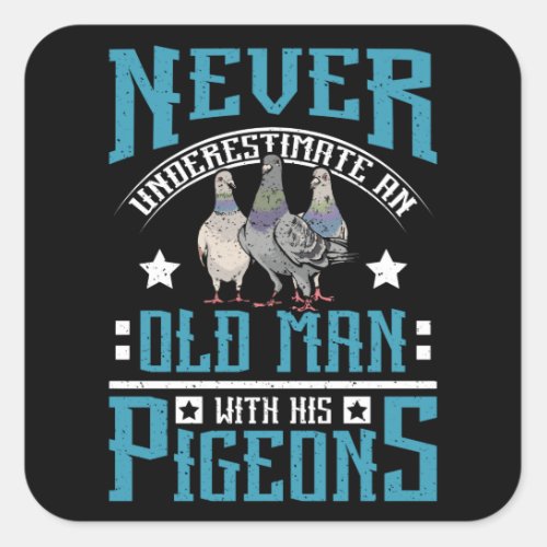 Old Man Racing Pigeons Square Sticker