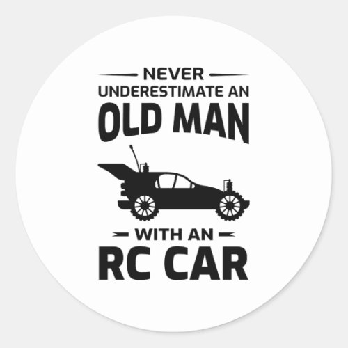 Old Man RC Model Car Offroad Race Mud Racing  Classic Round Sticker