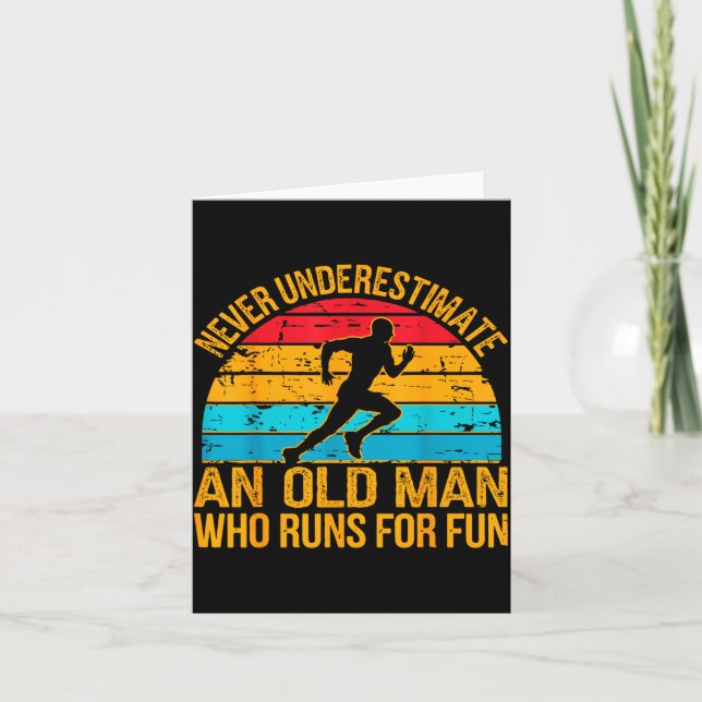 Old Man Running Humor Fitness Lover Funny Senior R Card (Front)