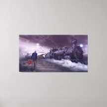 Old Man’s Final Journey Steam Train Fantasy Canvas