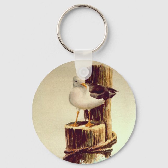 OLD MAN SEAGULL by SHARON SHARPE Keychain (Front)