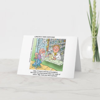 Old Man & The Pharmacy Funny Offbeat Cartoon Gifts Card