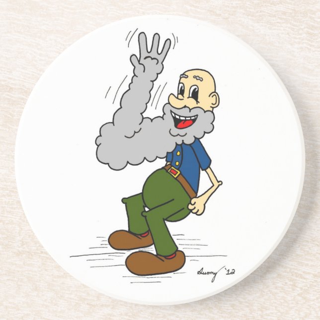 Old Man Waving Beard Coaster (Front)