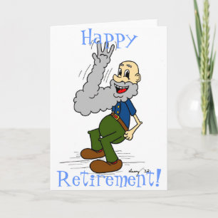 Old Man Waving Beard "Happy Retirement!" Card