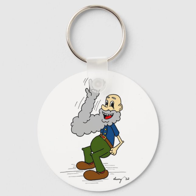 Old Man Waving Beard Keychain (Front)
