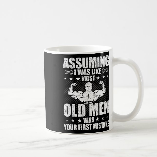 Old Man Weightlifting Bodybuilding Weightlifting W Coffee Mug (Right)