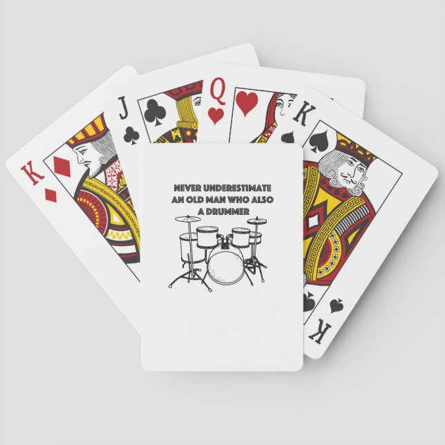 Old Man who also a drummer Funny Drums Poker Cards (Back)