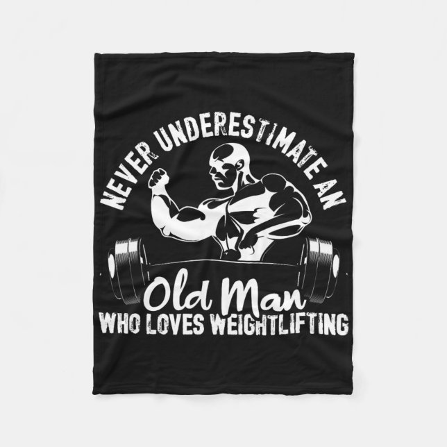 Old Man Who Loves Weightlifting Bodybuilding Worko Fleece Blanket (Front)