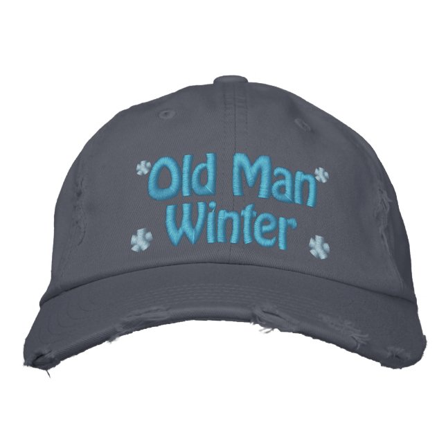 Old Man Winter Embroidered Baseball Cap (Front)