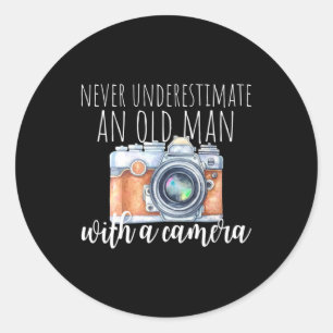 Old Man With A Camera Classic Round Sticker