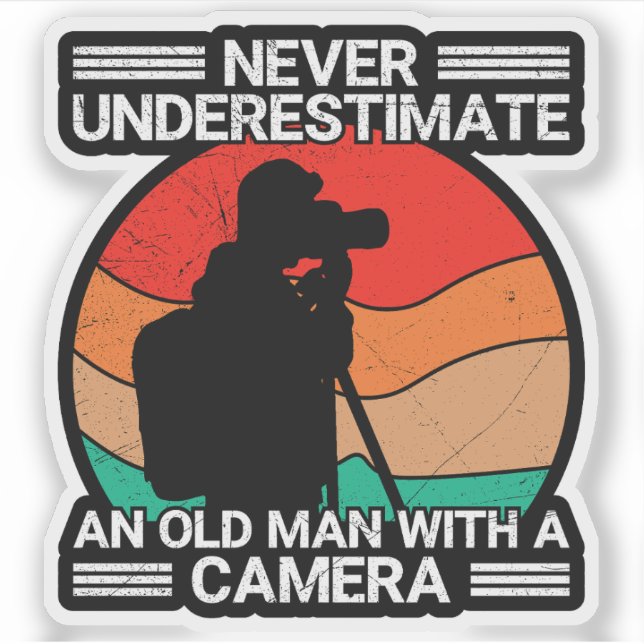 Old Man With A Camera Funny Photography Sticker (Front)
