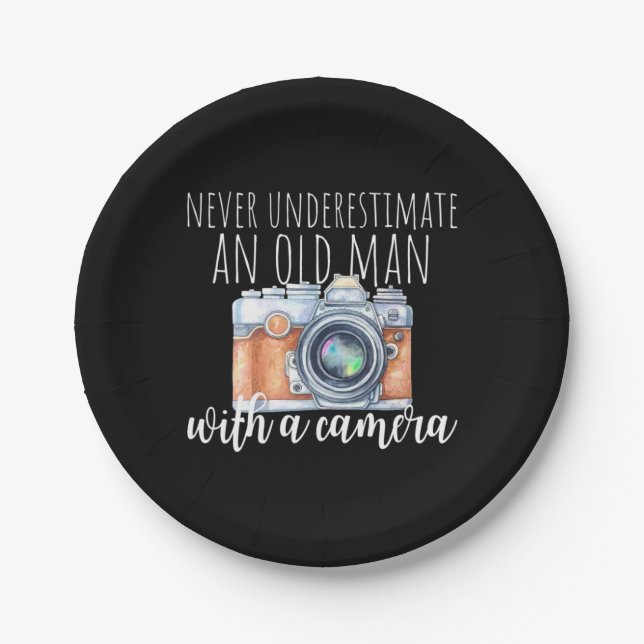 Old Man With A Camera Paper Plates (Front)