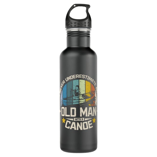 old man with a canoe stainless steel water bottle (Front)