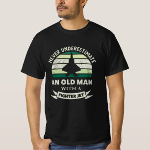 Old Man with a Fighter Jet Funny Airplane Gifts T-Shirt