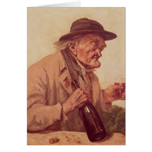 Old Man with a glass of wine Cards (Front)