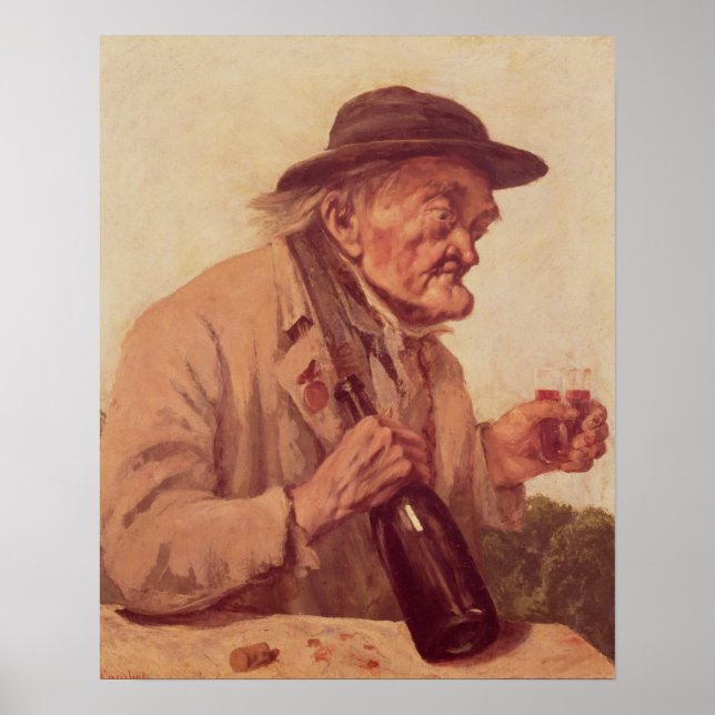 Old Man with a glass of wine Poster (Front)