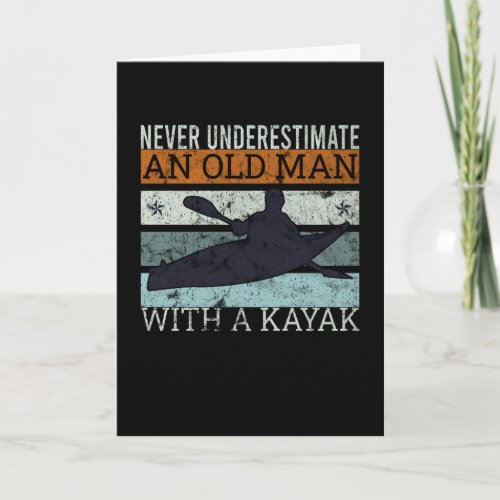 Old Man With A Kayak Kayaking Paddle Card