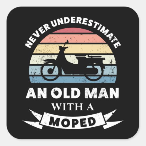 Old Man with a Moped Funny Gift Dad Square Sticker