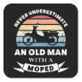 Old Man with a Moped Funny Gift Dad Square Sticker