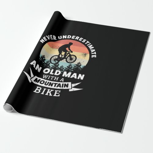 old man with a mountain bike mtb wrapping paper