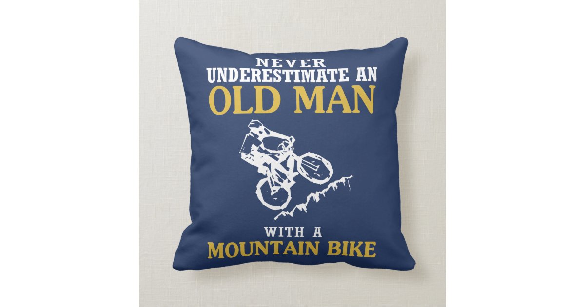 Old Man With A Mountain Bike Throw Pillow Zazzle Com