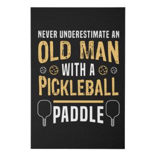 Old Man with a Pickleball Paddle Gift Faux Canvas Print