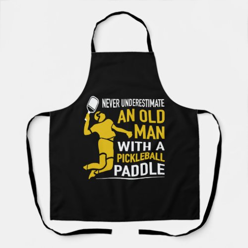 Old Man with a pickleball paddle grandpa Apron