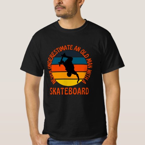 Old Man With A Skateboard Retro Vintage T_Shirt