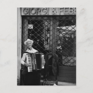 Old man with accordion Post Card