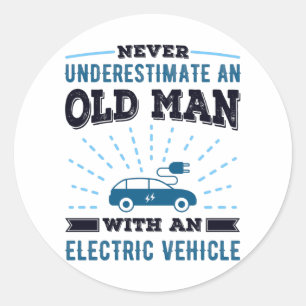 Old Man with an Electric Vehicle Fathers Day Gift Classic Round Sticker