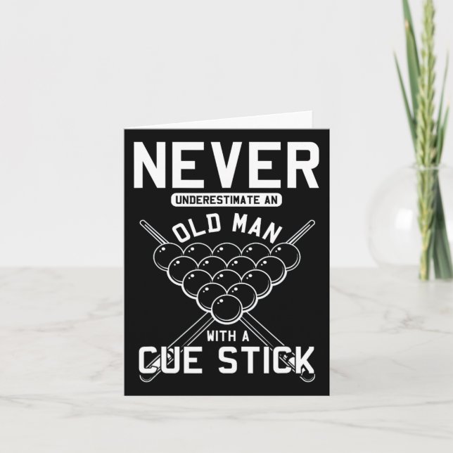 Old Man With Cue Stick Billiards Player Snooker Po Card (Front)