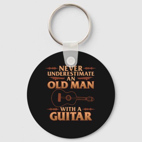 Old Man With Guitar Music Player Musician Guitaris Keychain