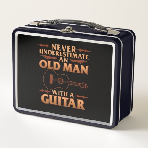 Old Man With Guitar Music Player Musician Guitaris Metal Lunch Box