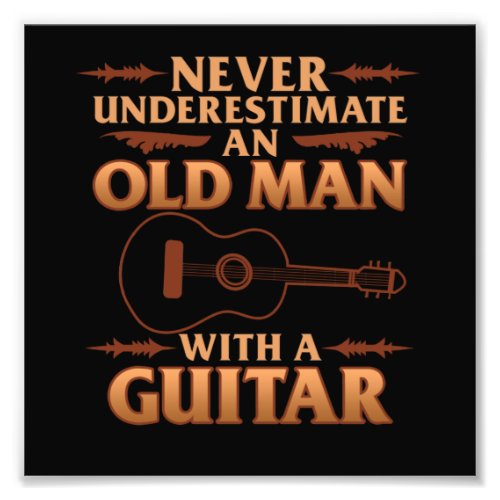 Old Man With Guitar Music Player Musician Guitaris Photo Print