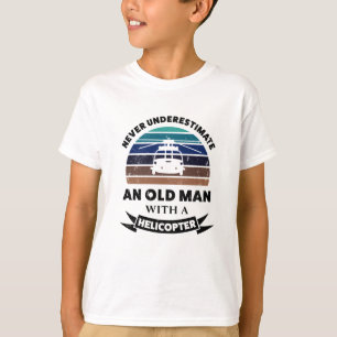 Old Man with Helicopter Funny Gift Dad T-Shirt