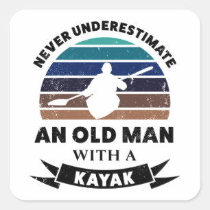 Old Man with Kayak Funny Gift Dad Square Sticker