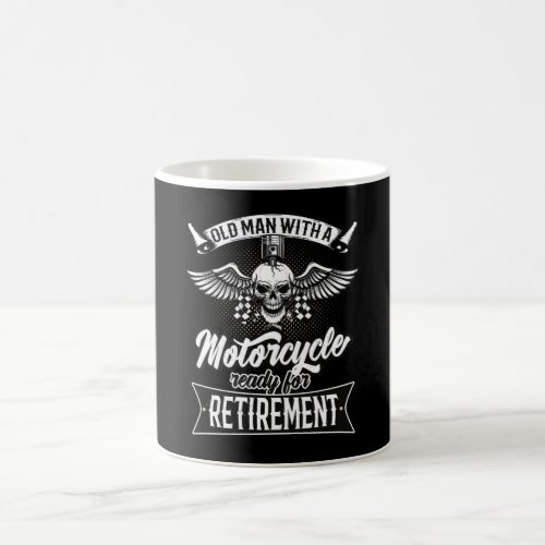 Old Man With Motorcycle Ready For Retirement Coffee Mug