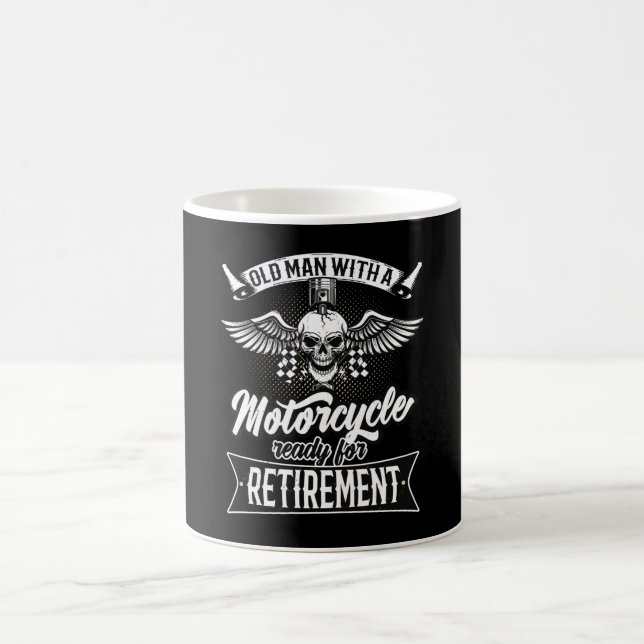 Old Man With Motorcycle Ready For Retirement Coffee Mug (Center)