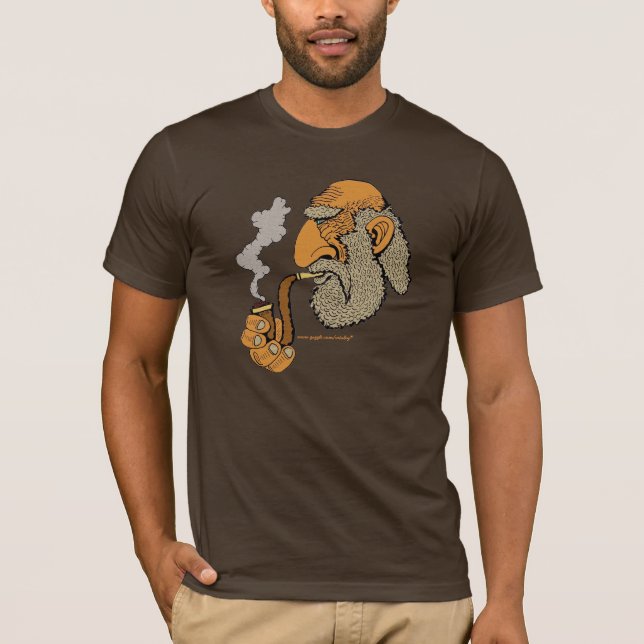 Old man with pipe cool urban graphic art t-shirt (Front)