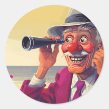 Old Man with Spyglass on the Beach, Funny