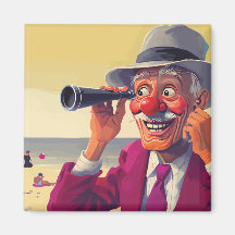 Old Man with Spyglass on the Beach, Funny