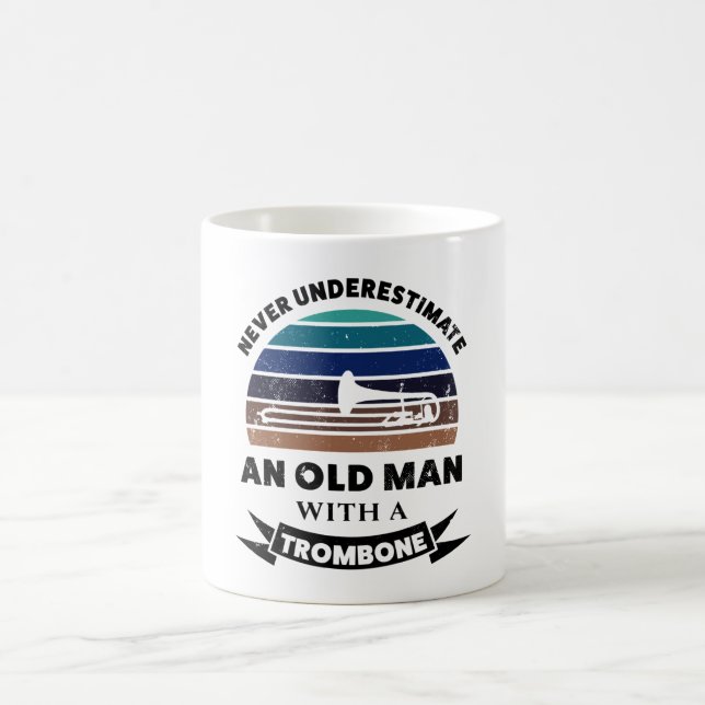Old Man with Trombone Funny Gift Dad Coffee Mug (Center)