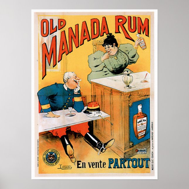 Old Manada Rum Vintage Drink Ad Art Poster (Front)