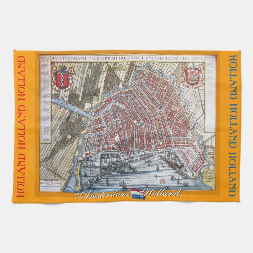 Old Map Amsterdam Holland Towel