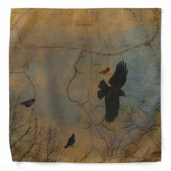 Old Map And Crow Bandana by Gothicolors at Zazzle