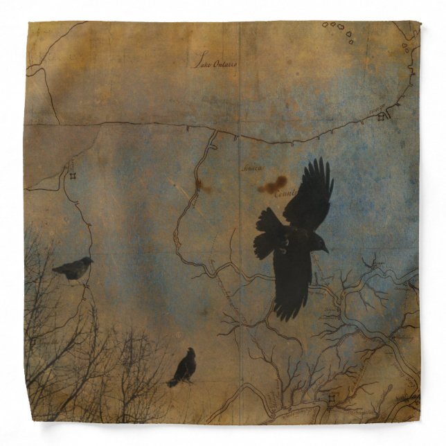 Old Map And Crow Bandana (Front)