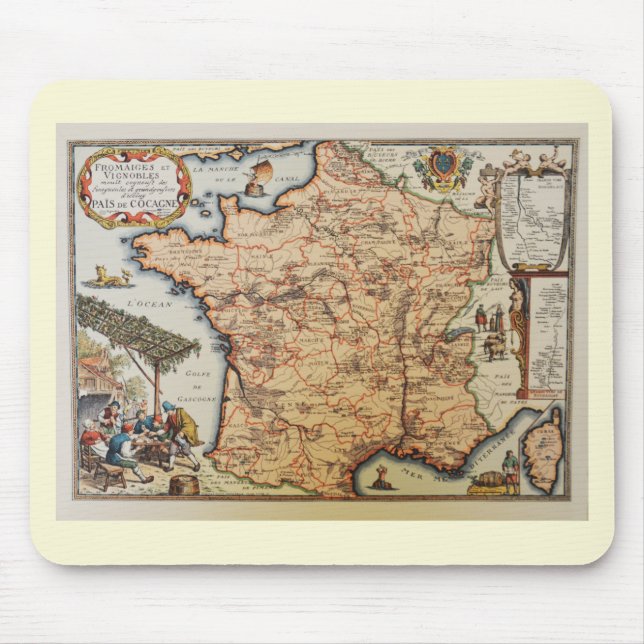Old map of France Mouse Pad (Front)