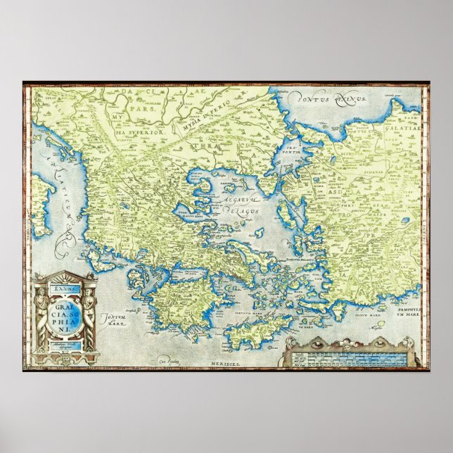 Old Map of Greece Poster (Front)