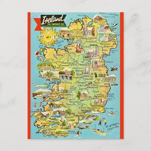 Old Map of Ireland Postcard (Front)